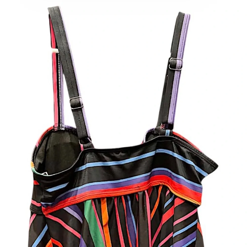 Bloomchic Tankini top Striped Multicolor Women's Top size 12 - Picture 5 of 5